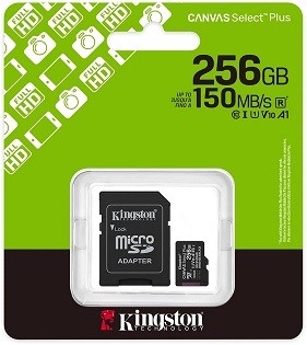 Карта пам'яті Kingston microSDXC 256Gb Can.Sel  Plus Gen3  class10 А1 (R-150MB/s)+ ad (SDCS3/256G) (шт)