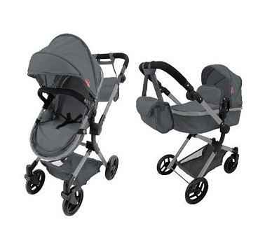 Коляска для ляльки 2в1 CARRELLO ALFA 9707 GREY з сумкою метал.кор.51*15,5*39,5 /1/ (шт)