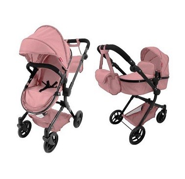 Коляска для ляльки 2в1 CARRELLO ALFA 9707 POWDER PINK з сумкою метал.кор.51*15,5*39,5 /1/ (шт)