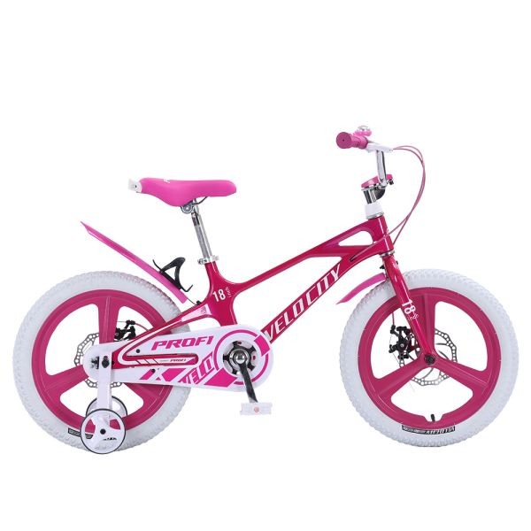 Велосипед дитячий PROF1 18д. MB18VCG PINK (1шт) VELOCITY,SKD85,магнез.рама,обод,перед/зад.диск.торм. (шт)