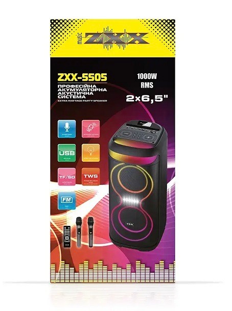 Портативна акустика ZXX-5505 40Вт 2x6,5" 60х27х30см (1) 9190 (шт)