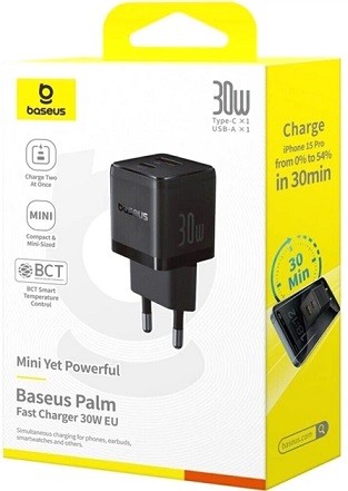 МЗП Baseus Palm Fast Charger C+U 30W Black (P1011160A113-00) (шт)