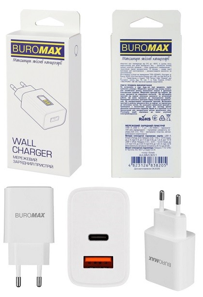 Мереживий зарядний пристрій,  USB A+С, 18W, білий BM.0651 (шт)
