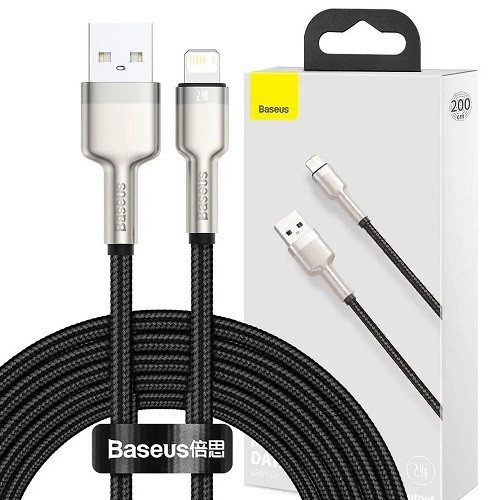 Кабель Baseus Cafule Metal Lightning 2m Black (CALJK-B01) (шт)