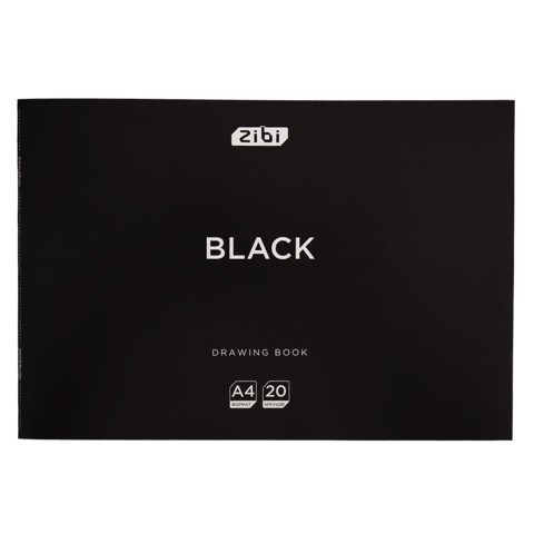 Альбом для малювання BLACK, А4, 20 арк., 120 г/м2, на скобі, чорний, KIDS Line ZB.1423-01 (1/5) (шт)