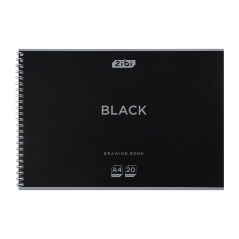 Альбом для малювання BLACK, А4, 20 арк., 120 г/м2, на пружині, чорний, KIDS Line ZB.1440-01 (1/5) (шт)