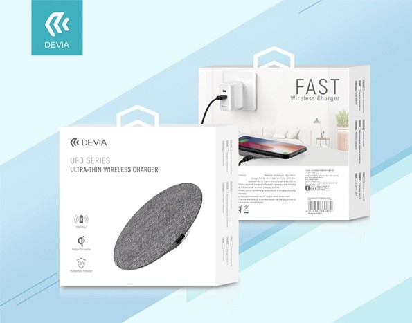 Безпроводний зарядний пристрій Devia  Ufo Ultra-thin Wireless Charger (15W) Gray (шт)