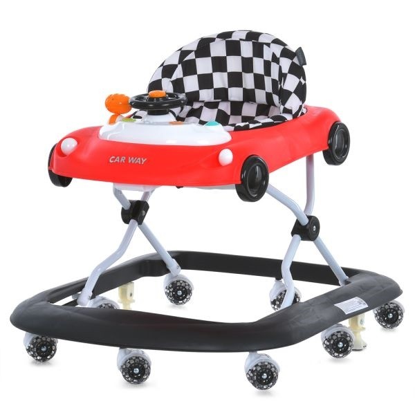 Ходунки ME 1216 CAR WAY Red-Black (1шт) музика, колеса 8шт, стопор, на бат-ці, червоно-чорний (шт)