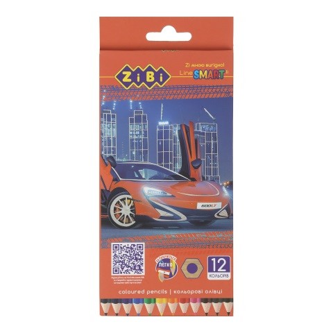 Олівці кольорові, 12кол., МАШИНКА, шестигранний, SMART Line ZB.2446 (шт)