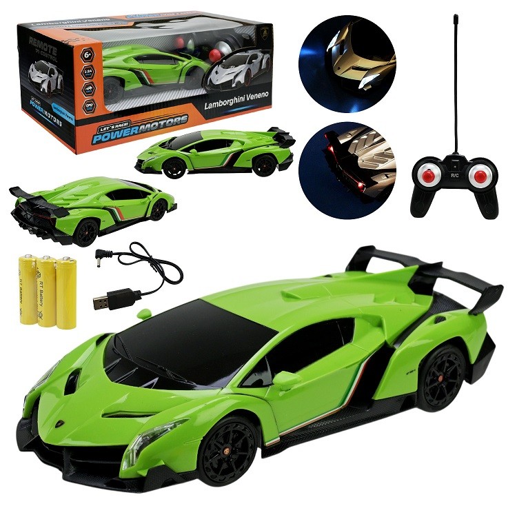 Машина р/к арт. PM2410 GREEN (24шт),"POWERMOTORS",1:24 LAMBORGHINI VENENO,зелений колiр, акум., світ (шт)