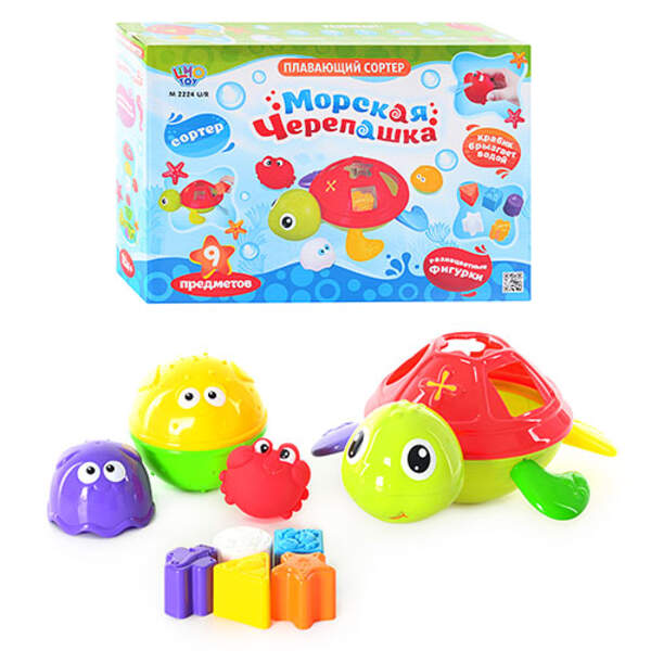 Набір для купання M 2224 U/R (24шт) черепаха, сортер, бризгалка, в кор-ці, 33-23-8см (шт.)