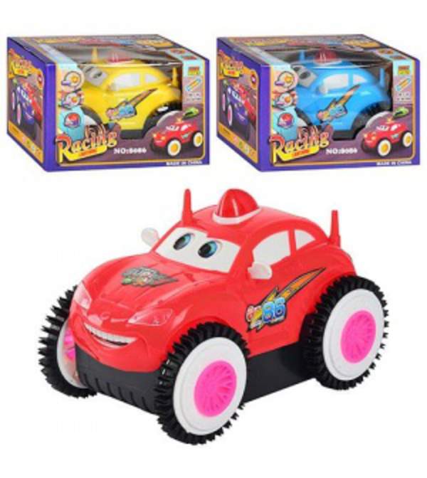 Машина трюкова (перекрут) 8086 (96шт) ТЧ, муз, світло, рух очима, 3 кольори, 18см, на бат-ці, у кор- (шт.)