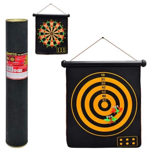 Дартс MS 0100 (12шт) 15 дюймів, магнітний, дротики з магнітом 6шт, розмір поля 45-37см, двостор, в т (шт.)