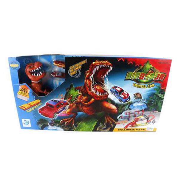 Трек 8899-93 (8шт) машинки 2шт, динозавр-звук(англ),на бат-ке(табл), в кор-ке, 75-39-8,5см (шт.)
