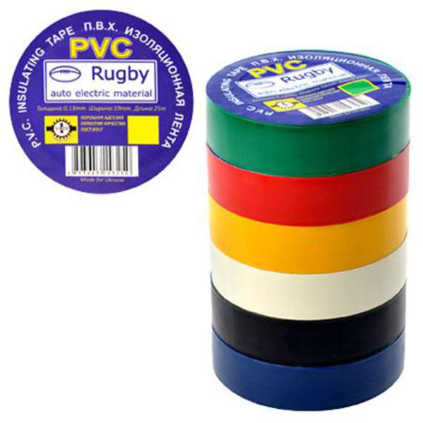 Ізолента ПВХ 50м "Rugby" асорті RUGBY 50m assorti, 10шт в уп (200шт) (шт.)