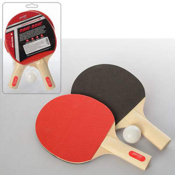 Ракетка MS 0216 (50шт) номер 2, 2шт, EVA + гума, ручка дерево, 1 кулька 40мм, в слюді, 18,5-29-4см (шт.)