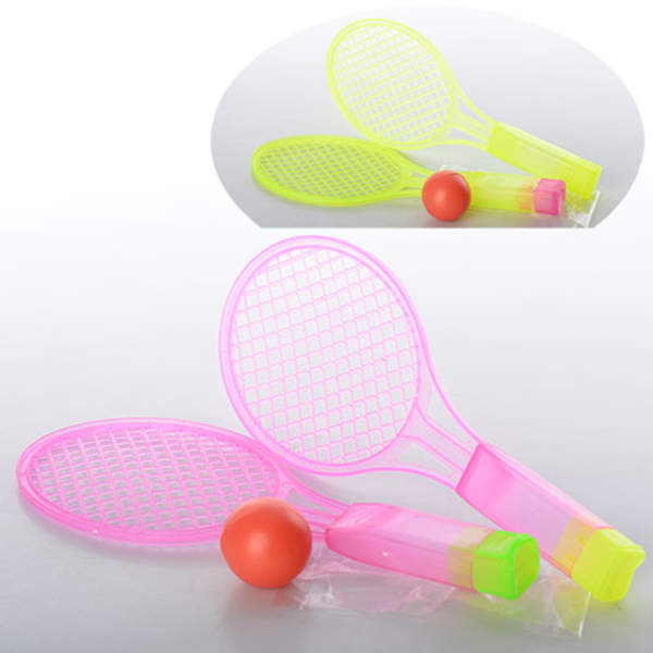 Ракетка MS 0715 (600шт) дитяча, пластик, 2шт, м'яч, 2 кольори, в кульку,19,5-8-2,5см (шт.)