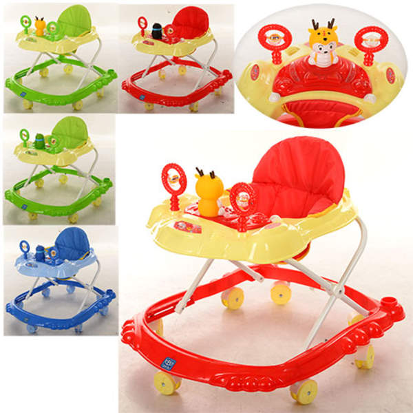 Ходунки M 3168A/3168 (6шт) тварина (пискавка), муз, світло, колеса 7шт (6см), 3кол,рожевий, голуб (шт.)