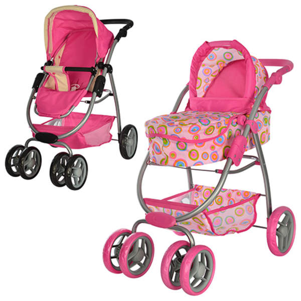 Коляска 9662 (2шт) для ляльки,зал,класика,в69-ш37-д53см,поворот,корзин,люлька-перен46-21см,рег.ручк (шт.)
