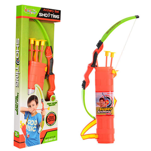 Лук M 0009 (12шт) 55см, стріли на присосках 3 шт, сагайдак, в кор-ці, 20-57-4,5см (шт.)