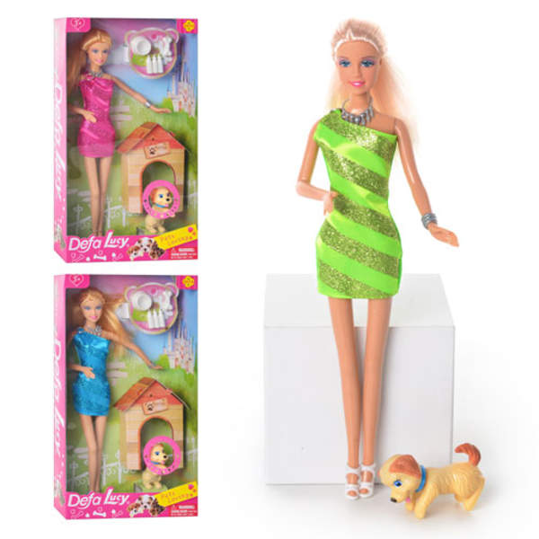 Лялька 8232 (24шт) с собачкою, миска, кістчка, 3 кольори, в кор-ці, 32-18-6см (шт.)