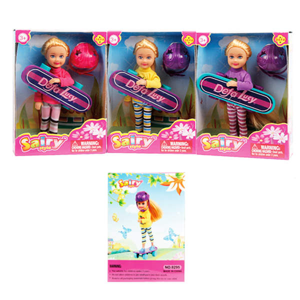 Лялька DEFA 8295 (24шт) 13,5см, скейт, шлем, 3 види, в кор-ці, 11-15-4,5см (шт.)