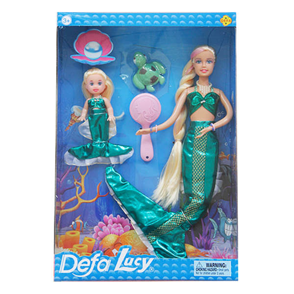 Лялька DEFA 8302 (48шт) русалка30см, с дочкою10см, греб,тварин,5 кольор, в кор-ці, 23-34-5,5см (шт.)