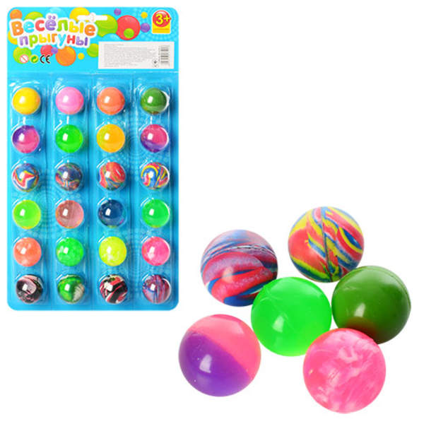 Стрибуни MS 0906-3 (36шт) 3,2см, каучук, мікс кольорів, 24шт на листі 32-18,5-3,5см (шт.)