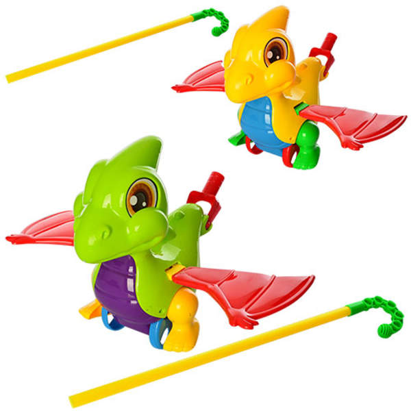 Каталка 0360 (72шт) на палиці 46см, дракончик, звук, махає крилами, 2 кольори, в кульку, 20-21-13см (шт.)