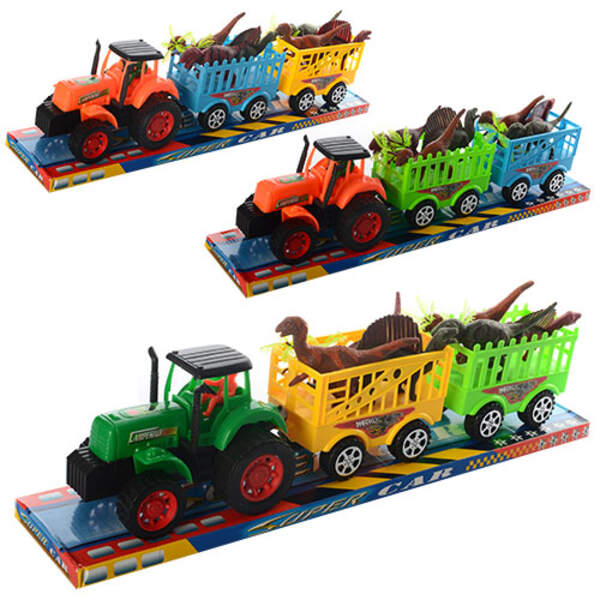 Трактор 906-277 (36шт) інер-й,17см, з причепом2шт,динозаври6шт від11см,3колір, в слюді,51,5-11-13,5с (шт.)