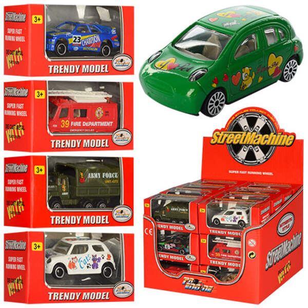 Набір машинок PT 602 (192шт) метал, від 6,5 см, в кор-ці, 10,5-5,5-4 см, 24шт (24 види) в дисплеї (шт.)