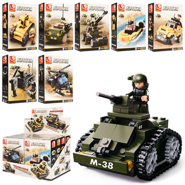 Конструктор SLUBAN M38-B0587 (96шт) военн.техніка,фігурка, кор, 8шт(видів) в дисплеї, 29-19-19,5см (шт.)