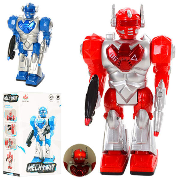 Робот 27162 (48шт) 21,5см,, ходить, звук, світло, 2 кольори, на бат-ці, в коробці, 12,5-22-7см (шт.)