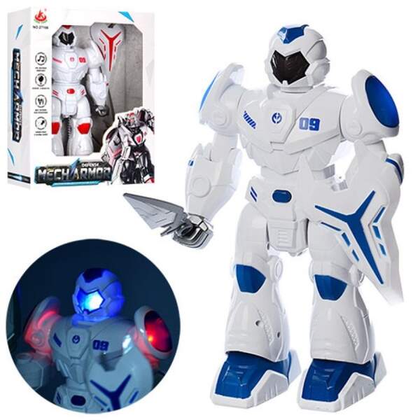 Робот 27166 (24шт) 27см, звук, світло, ходить, 2 кольори, на бат-ці, в кор-ці, 25-31-10см (шт.)