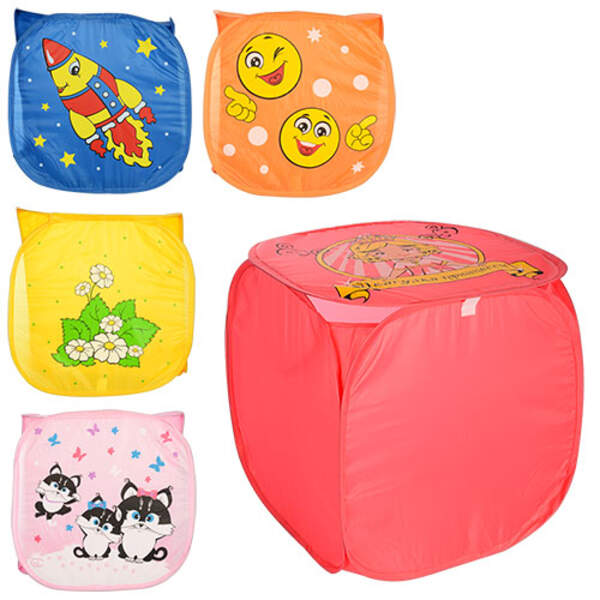 Кошик для іграшок M 2975 (60шт) 46-46-42см, з ручками, кришка, 5 видів, у кульку,46-46-05см (шт.)