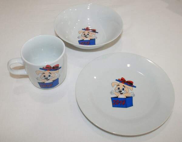 Дитячий набір посуду,керам,  "Собачки" (шт.)