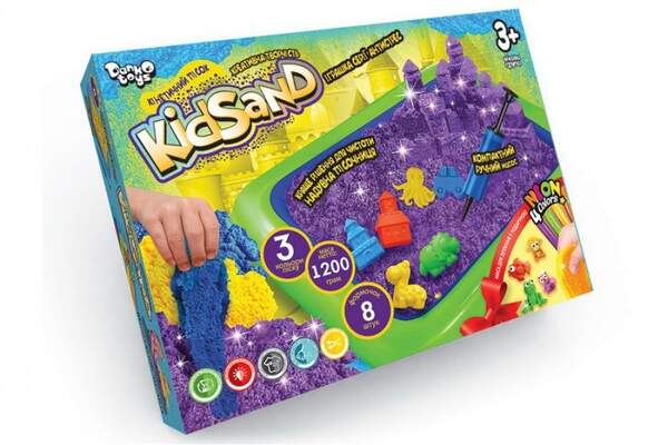 Набір креативної творчості "Кінетичний пісок "KidSand" 1200г+пісочниця укр. (5) KS-02-02U (шт.)