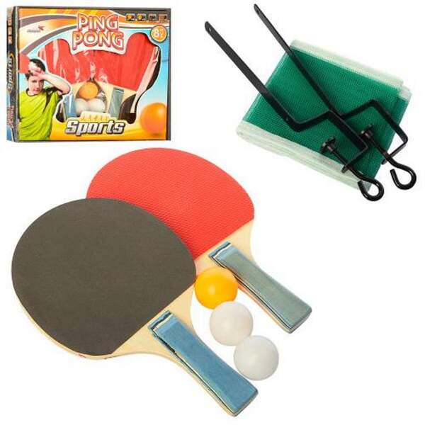 Ракетка MS 1611 (32шт) 2шт, EVA + гума, ручка набірн, сітка 120-12см, кульки 3шт 40мм, в кор-ці, 20- (шт.)