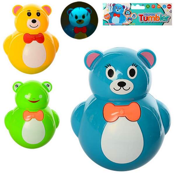 Неваляшка 6801A (96шт) ведмедик, 14см, муз, світло, 3види, на бат(таб), в кульку, 17-22-11см (шт.)