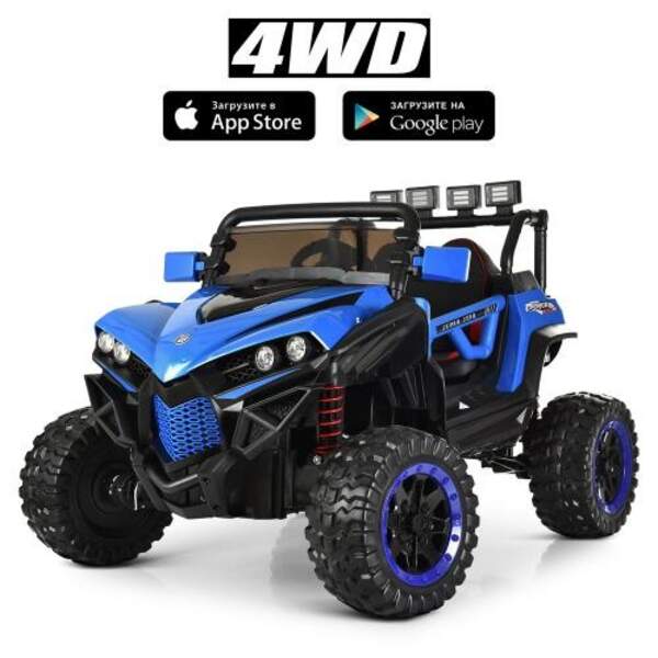 Іграшка Джип M 3804EBLR-4 (1шт) р/к 2,4G, 4мотори, акум12V10A, шкір.сид, колEVA, USB, MP3, SD, син (шт.)