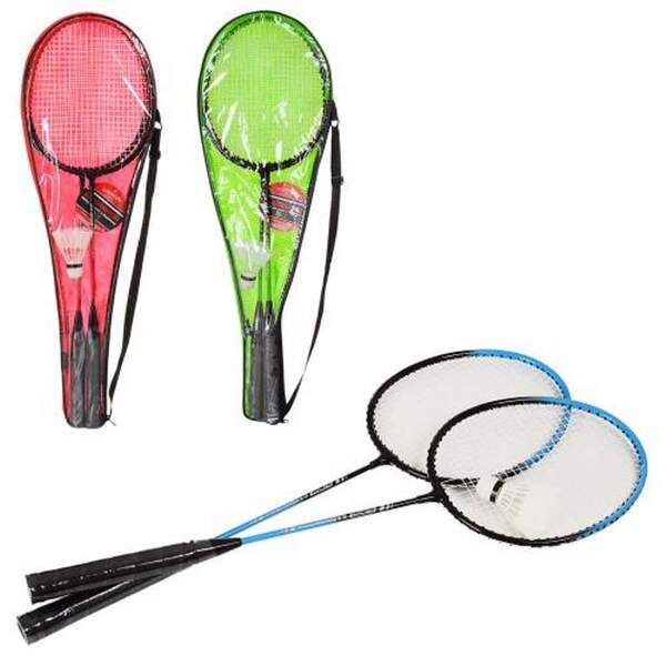 Бадмінтон залізний MS 0759-1 (50шт) алюм-сталь, ракетки 2шт, 66,5см, волан, 3 кольори, в чохлі (шт.)