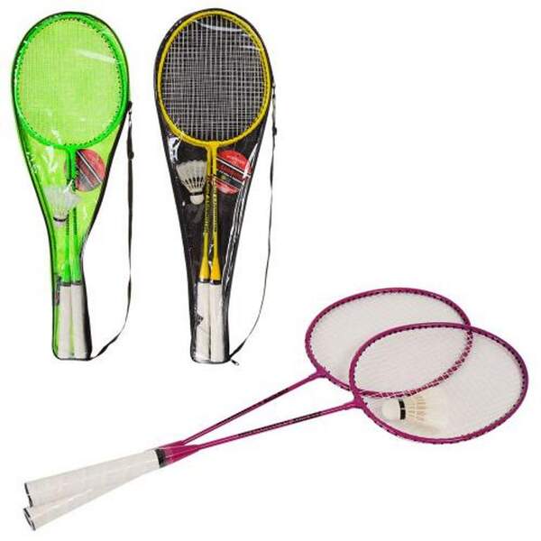 Бадмінтон залізний MS 0774-2 (50шт) ракетки 2шт, 66,5см, волан, неон, 3 кольори, у чохлі, 67-21-3см (шт.)