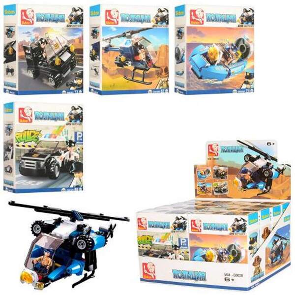 Конструктор SLUBAN M38-B0638 (96шт) поліція, трансп,фігурка,від73дет,8шт(4в) в дисплеї,28,5-18,5-17с (шт.)