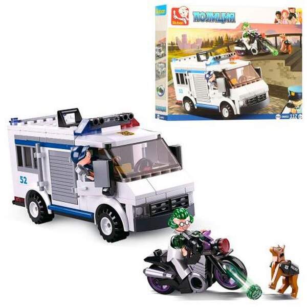 Конструктор SLUBAN M38-B0652 (32шт) поліція, машина,мотоцикл,фігурки,117дет,у кор-ці,28-23,5-5,5см (шт.)