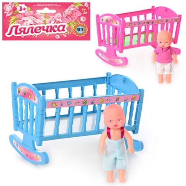 Ліжечко 201 (120шт) гойдалка, з лялькою, 2 види, в кульку, 31-19-3см (шт.)