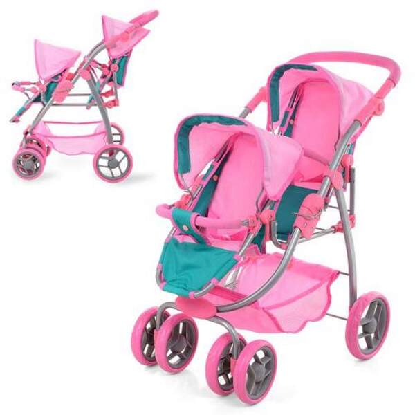 Коляска 9662D (3шт) для ляльки, двомісна, 70-46-73см, колеса 6шт, кошик, в кор-ці, 60-38-17см (шт.)