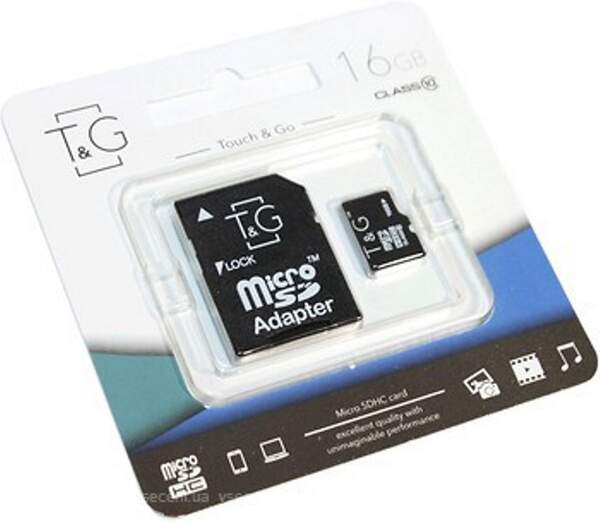 карта пам'яті T&G micro SD 16Gb UHS-I class 10 (з адаптером) (шт.)