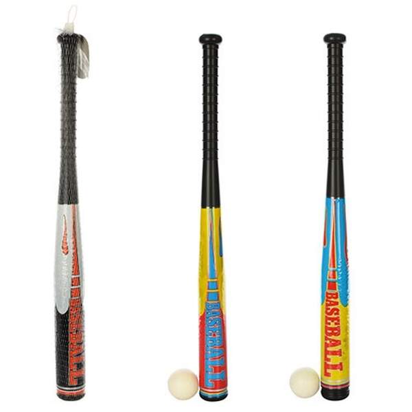 Біта M 2884 (72шт) бейсбольна, 59см, м'ячик 5см, 3 кольори, в сітці, 64-5-5см (шт.)