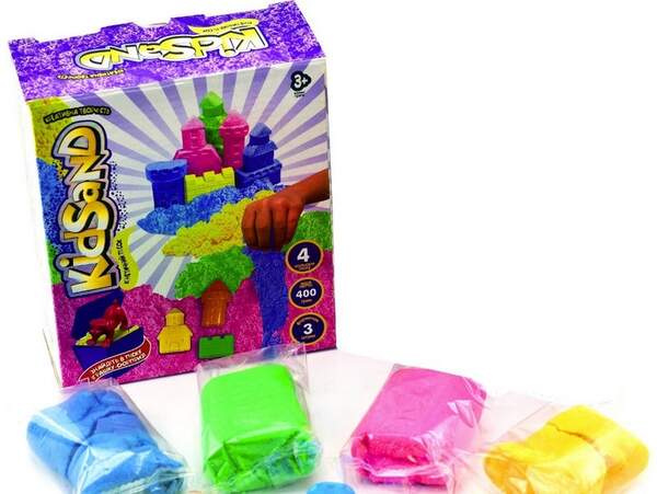 Набір креативної творчості "Кінетичний пісок "KidSand" коробка 400 г укр (12) KS-04-01,02,03U (шт.)