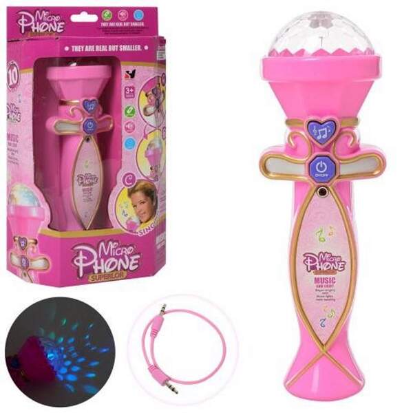 Мікрофон YH082 (72шт/2)батар., світло, звук, в коробці 18 * 7, 5 * 28 см, р-р іграшки - 23 см (шт.)